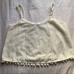 BCBGeneration White top with Pom Pom trim